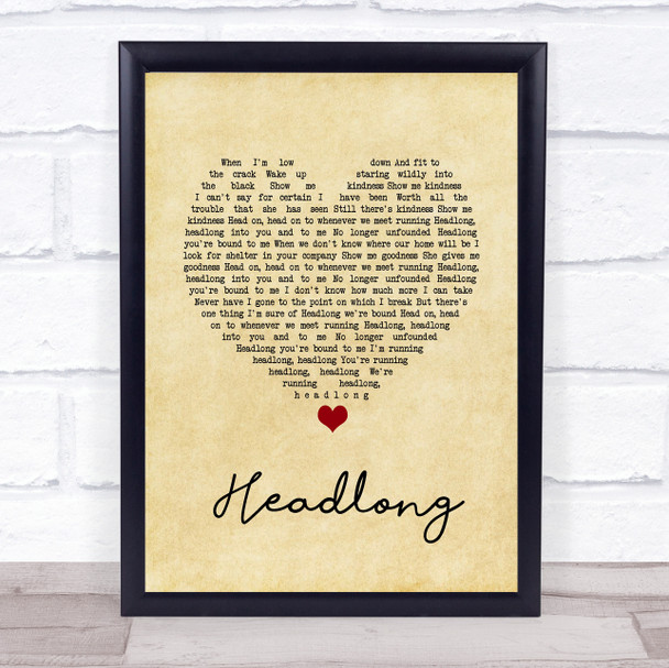 John Smith Headlong Vintage Heart Song Lyric Wall Art Print