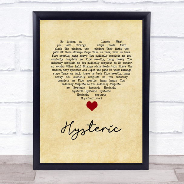 Yeah Yeah Yeahs Hysteric Vintage Heart Song Lyric Wall Art Print