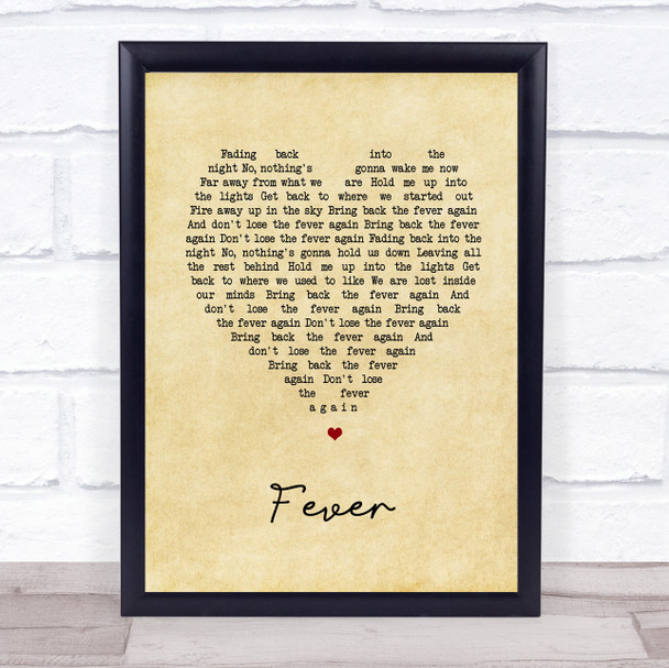 Roosevelt Fever Vintage Heart Song Lyric Wall Art Print