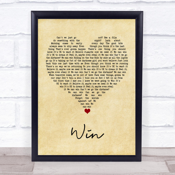 Deacon Blue Win Vintage Heart Song Lyric Wall Art Print