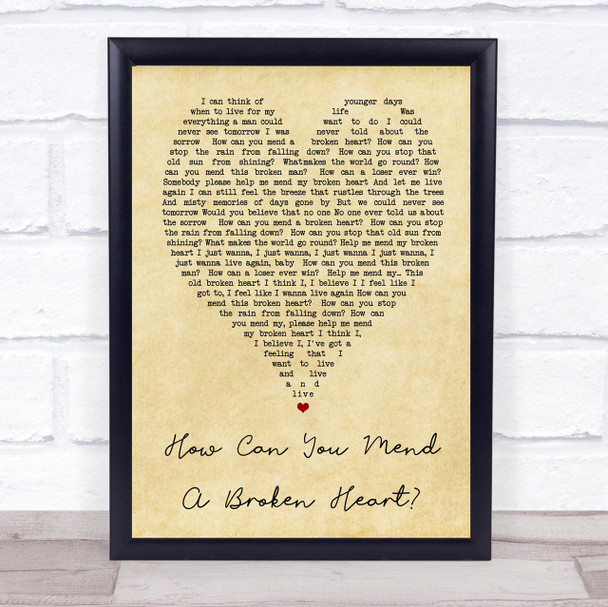How Can You Mend A Broken Heart Al Green Vintage Heart Quote Song Lyric Print