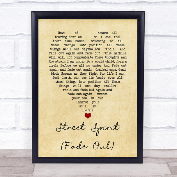 Street Spirit (Fade Out) Radiohead Vintage Heart Quote Song Lyric Print