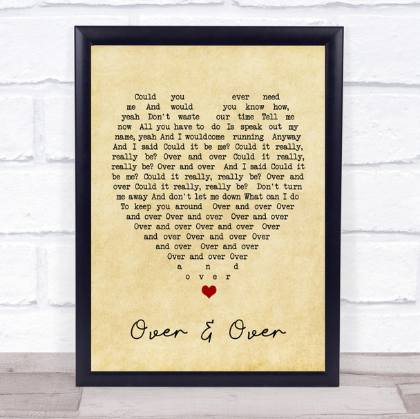 Over & Over Fleetwood Mac Vintage Heart Quote Song Lyric Print Over & Over Fleetwood Mac Vintage Heart Quote Song Lyric Print