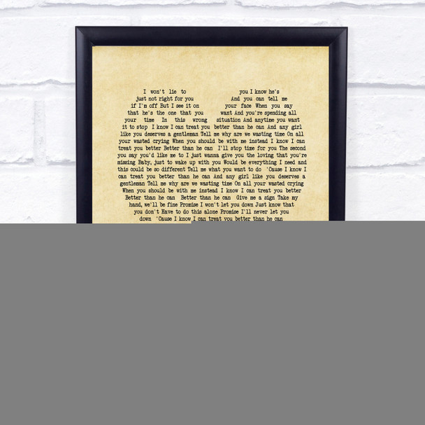 Treat You Better Shawn Mendes Vintage Heart Song Lyric Quote Print