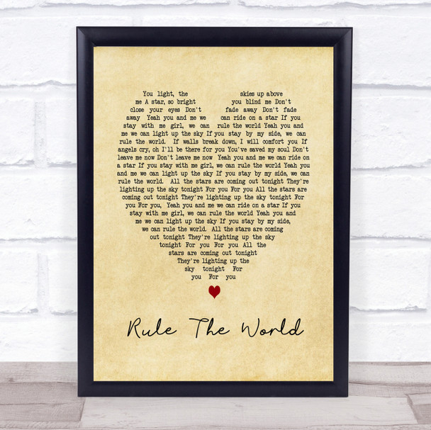 Rule The World Take That Vintage Heart Song Lyric Quote Print