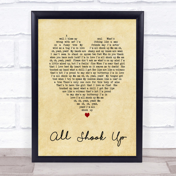 Elvis Presley All Shook Up Vintage Heart Song Lyric Quote Print