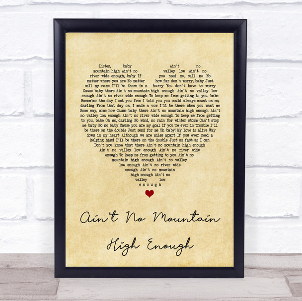Marvin Gaye Ain't No Mountain High Enough Vintage Heart Song Lyric Quote Print