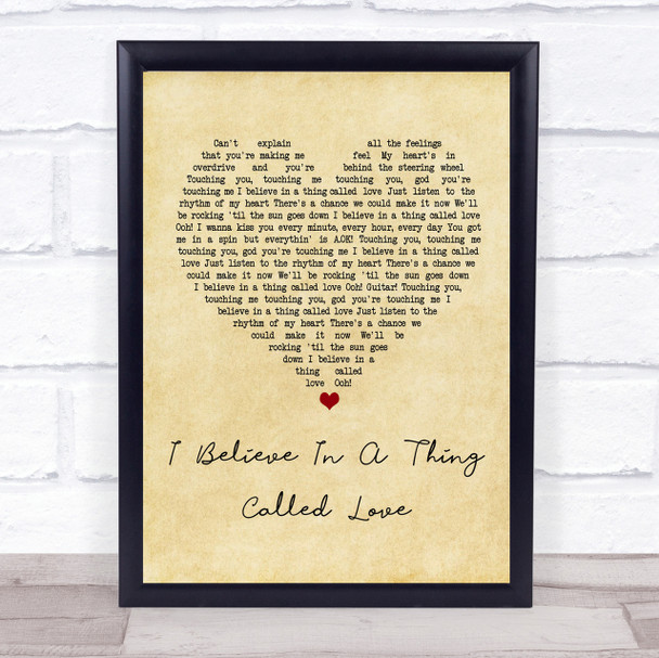 The Darkness I Believe In A Thing Called Love Vintage Heart Song Lyric Print