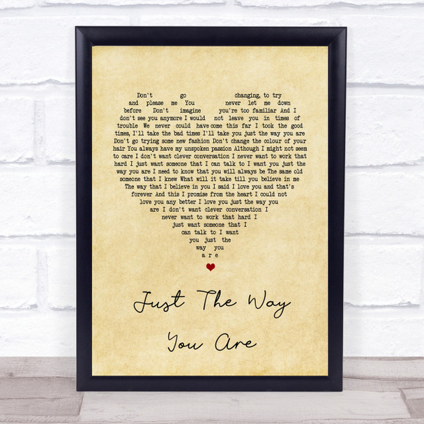 Billy Joel Just The Way You Are Vintage Heart Song Lyric Quote Print