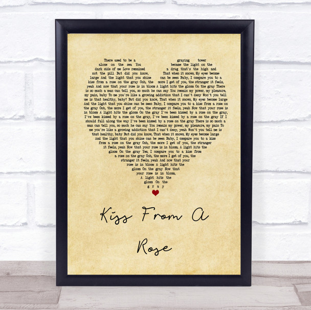 Seal Kiss From A Rose Vintage Heart Song Lyric Quote Print