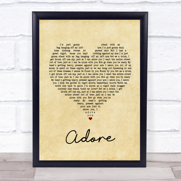 Amy Shark Adore Vintage Heart Song Lyric Quote Print