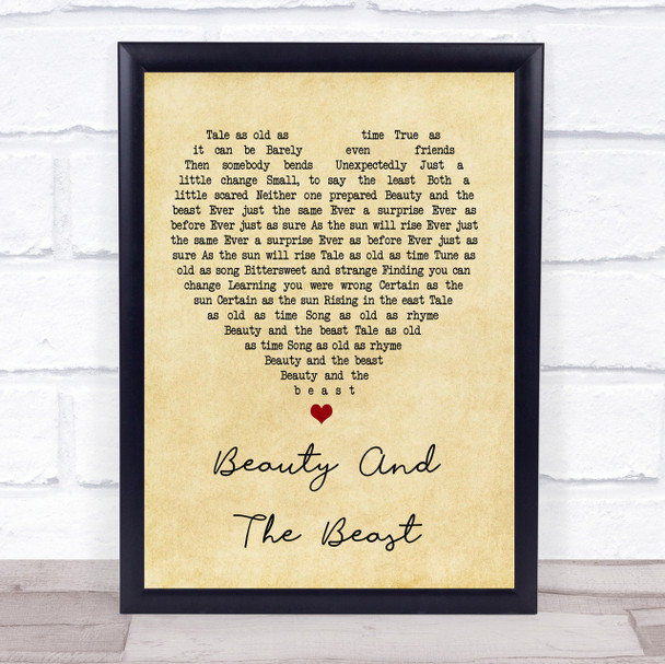 Angela Lansbury Beauty And The Beast Vintage Heart Song Lyric Quote Print