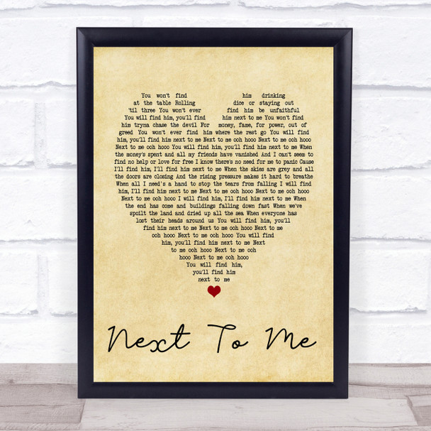 Emeli Sand??« Next To Me Vintage Heart Song Lyric Quote Print