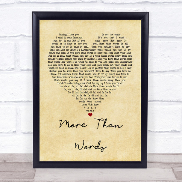 Extreme More Than Words Vintage Heart Song Lyric Quote Print