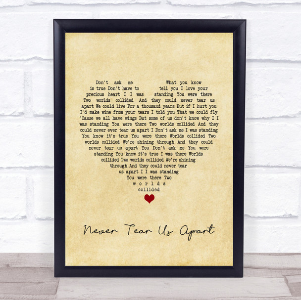INXS Never Tear Us Apart Vintage Heart Song Lyric Quote Print INXS Never Tear Us Apart Vintage Heart Song Lyric Quote Print