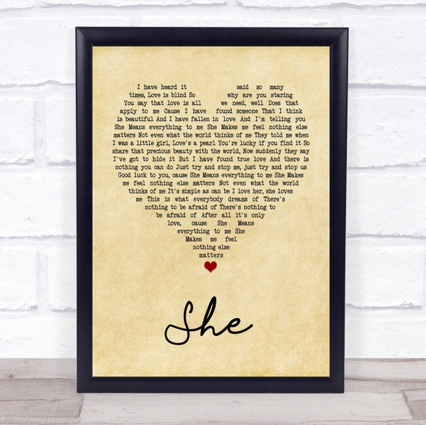 Jen foster She Vintage Heart Song Lyric Quote Print