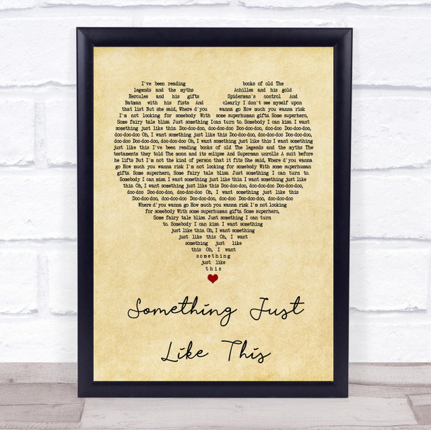 The Chainsmokers Coldplay Something Just Like This Vintage Heart Lyric Print