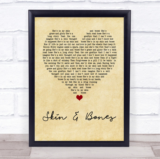 Eli Young Band Skin & Bones Vintage Heart Quote Song Lyric Print