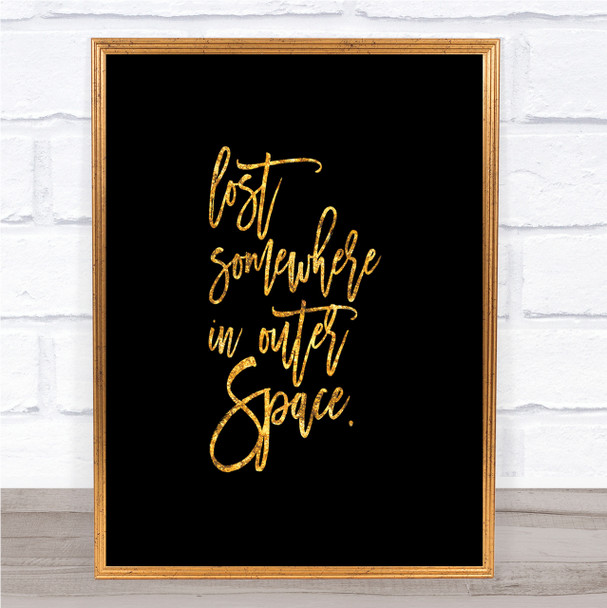 Outer Space Quote Print Black & Gold Wall Art Picture Outer Space Quote Print Black & Gold Wall Art Picture