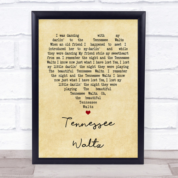 Patti Page Tennessee Waltz Vintage Heart Quote Song Lyric Print