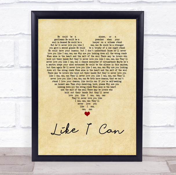 Sam Smith Like I Can Vintage Heart Quote Song Lyric Print