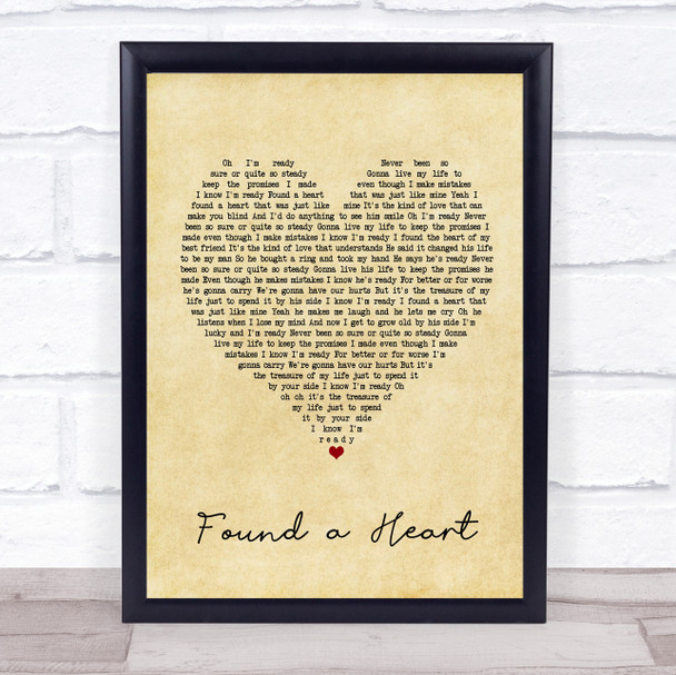 Emily Hearn Found a Heart Vintage Heart Song Lyric Print