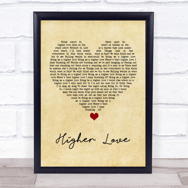 Steve Winwood Higher Love Vintage Heart Song Lyric Print