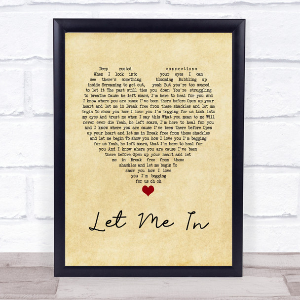 Skinny Living Let Me In Vintage Heart Song Lyric Print Skinny Living Let Me In Vintage Heart Song Lyric Print