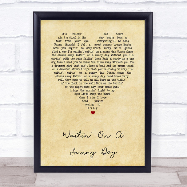 Bruce Springsteen Waitin' On A Sunny Day Vintage Heart Song Lyric Print