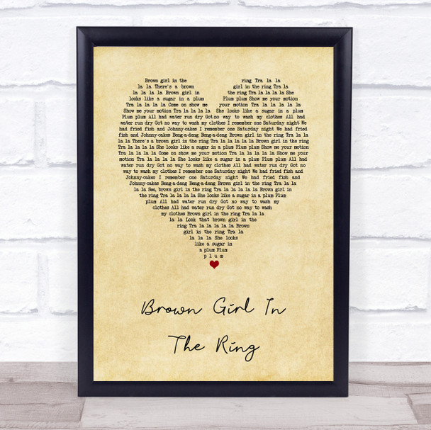 Boney M Brown Girl In The Ring Vintage Heart Song Lyric Print