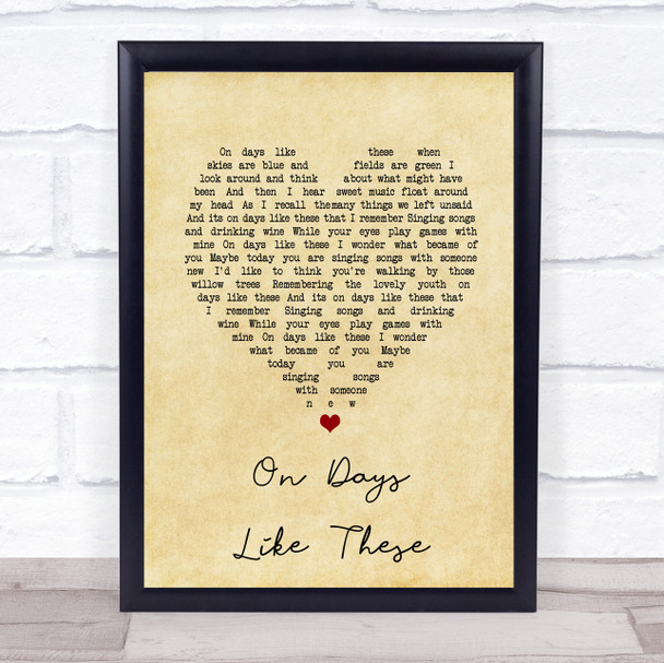 Matt Monro On Days Like These Vintage Heart Song Lyric Print