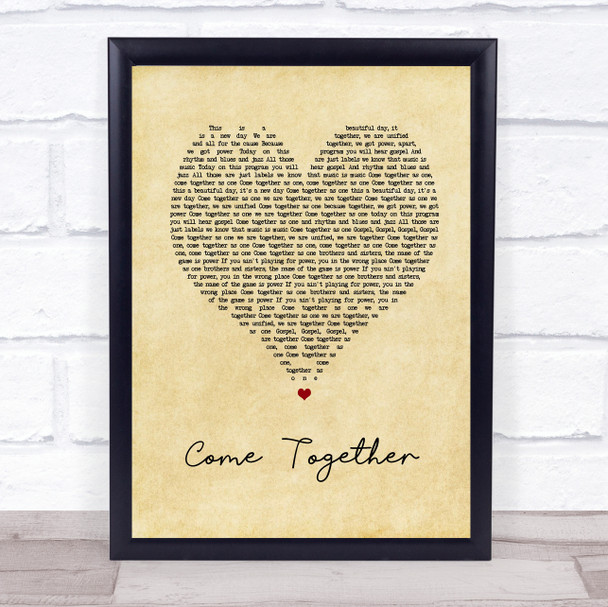 Primal Scream Come Together Vintage Heart Song Lyric Print