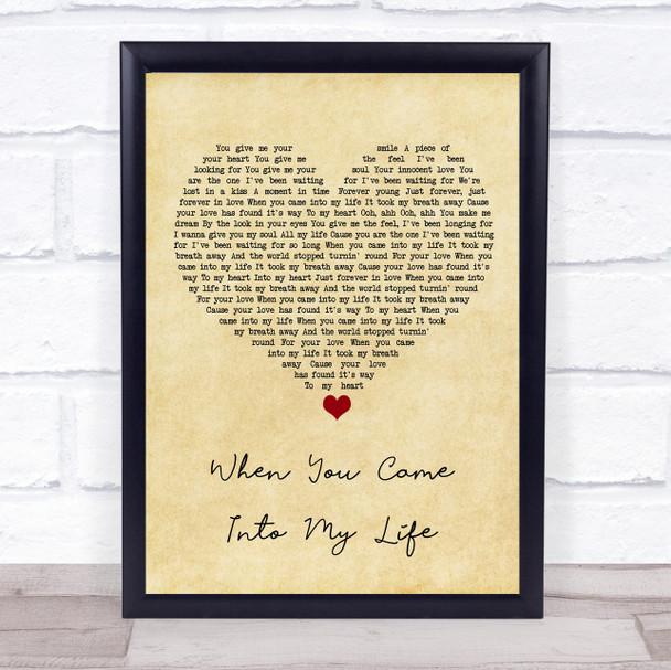 Scorpions When You Came Into My Life Vintage Heart Song Lyric Print