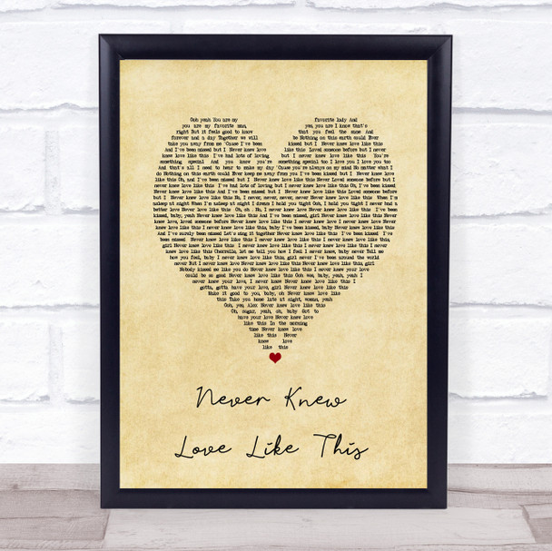 Alexander O?ÆNeal Never Knew Love Like This Vintage Heart Song Lyric Print