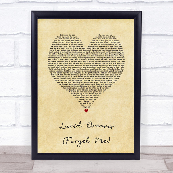 Juice WRLD Lucid Dreams (Forget Me) Vintage Heart Song Lyric Print