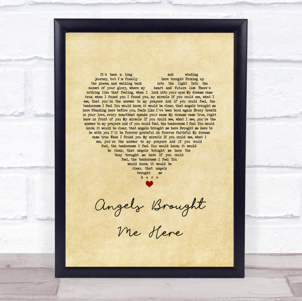 Guy Sebastian Angels Brought Me Here Vintage Heart Song Lyric Print