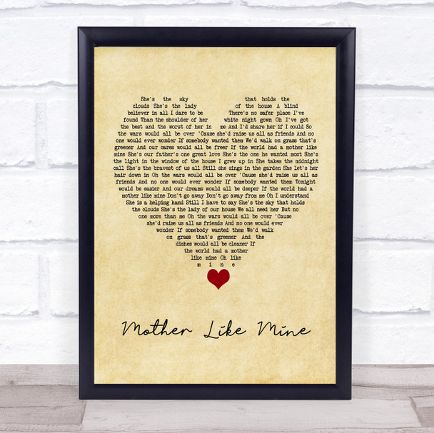 The Band Perry Mother Like Mine Vintage Heart Song Lyric Print