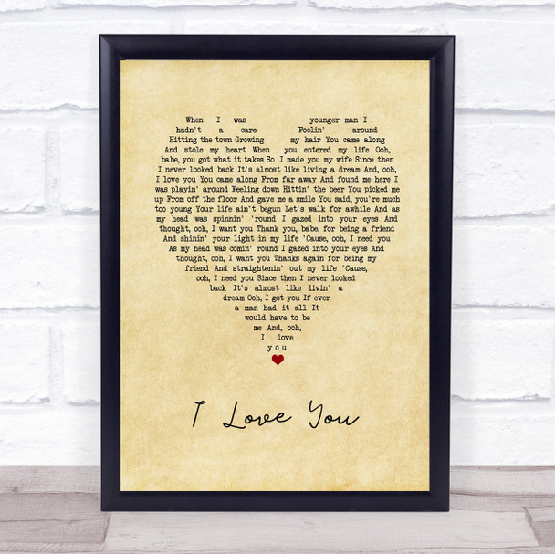 Climax Blues Band I Love You Vintage Heart Song Lyric Print