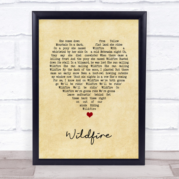 Michael Martin Murphey Wildfire Vintage Heart Song Lyric Print