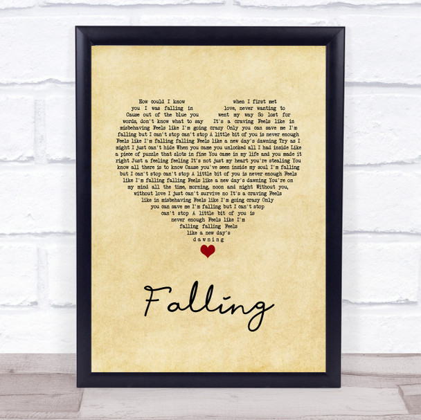 Gabrielle Falling Vintage Heart Song Lyric Print