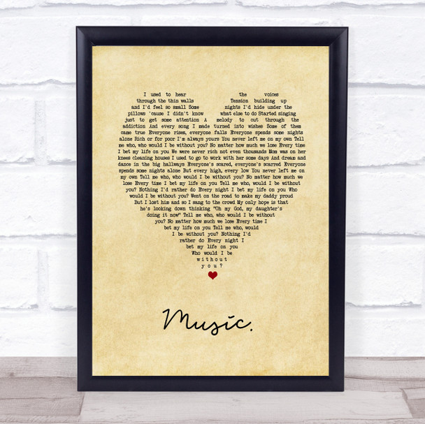 JoJo Music. Vintage Heart Song Lyric Print