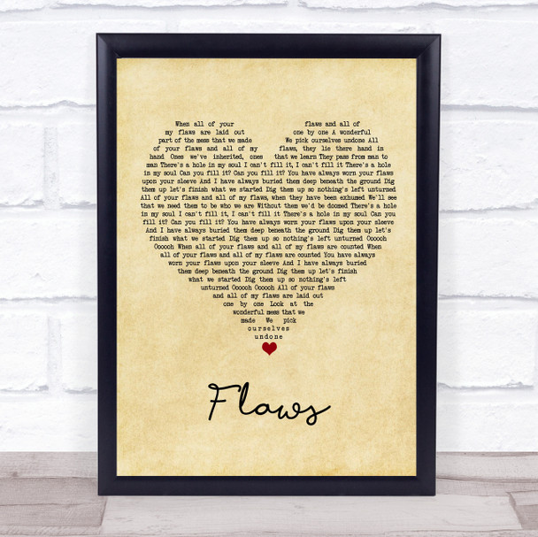 Bastille Flaws Vintage Heart Song Lyric Print