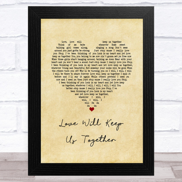 Captain & Tennille Love Will Keep Us Together Vintage Heart Song Lyric Music Art Print