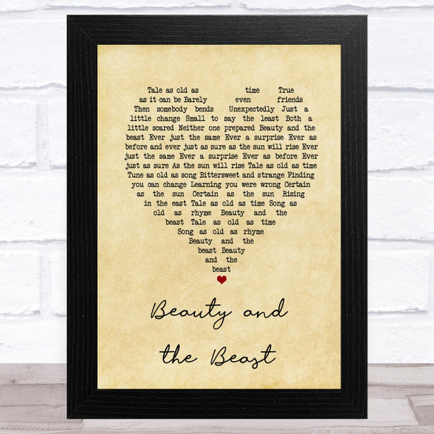 Celine Dion Beauty and the Beast Vintage Heart Song Lyric Music Art Print