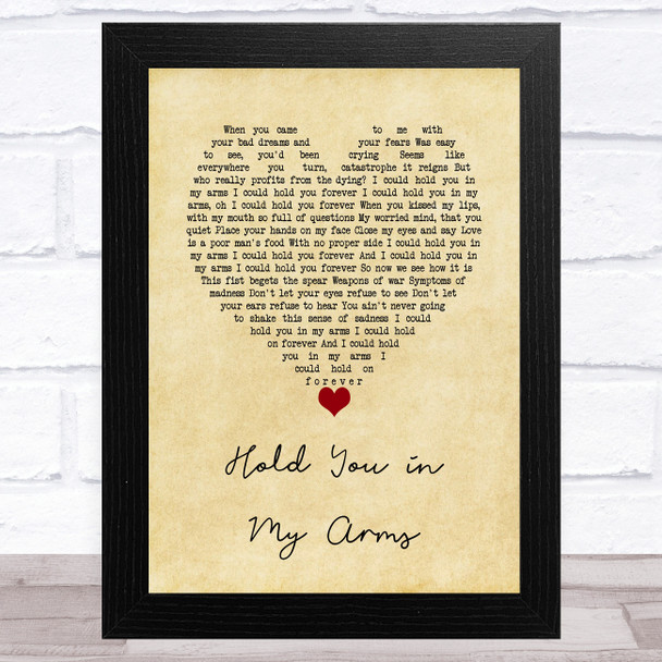 Ray LaMontagne Hold You in My Arms Vintage Heart Song Lyric Music Art Print