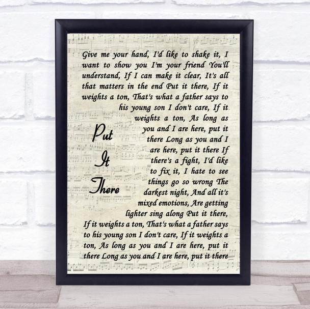 Paul McCartney Put It There Vintage Script Song Lyric Print
