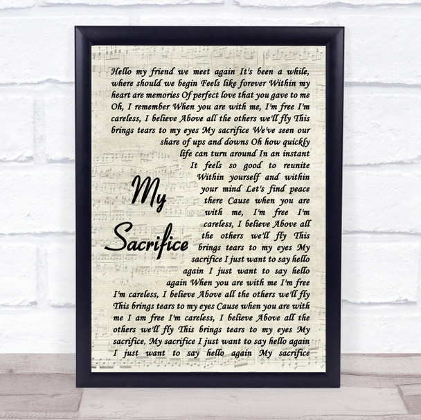 Creed My Sacrifice Vintage Script Song Lyric Print