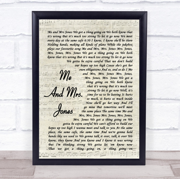 Billy Paul Me And Mrs. Jones Vintage Script Song Lyric Wall Art Print