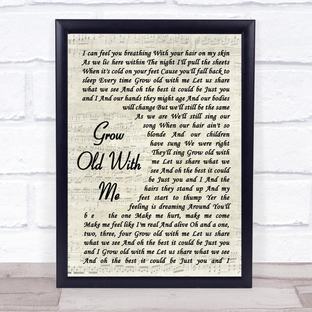 Tom Odell Grow Old With Me Vintage Script Song Lyric Wall Art Print