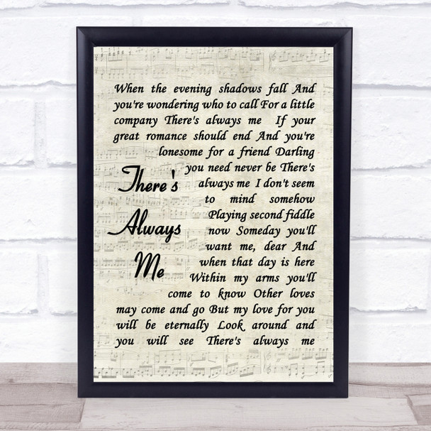 Elvis Presley There's Always Me Vintage Script Song Lyric Quote Print